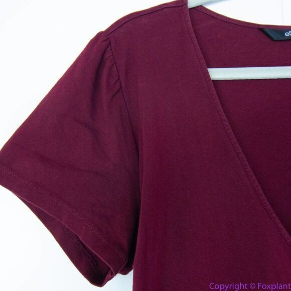 eShakti Twofer Burgundy Floral True Wrap Dress, 14W - Picture 11 of 16